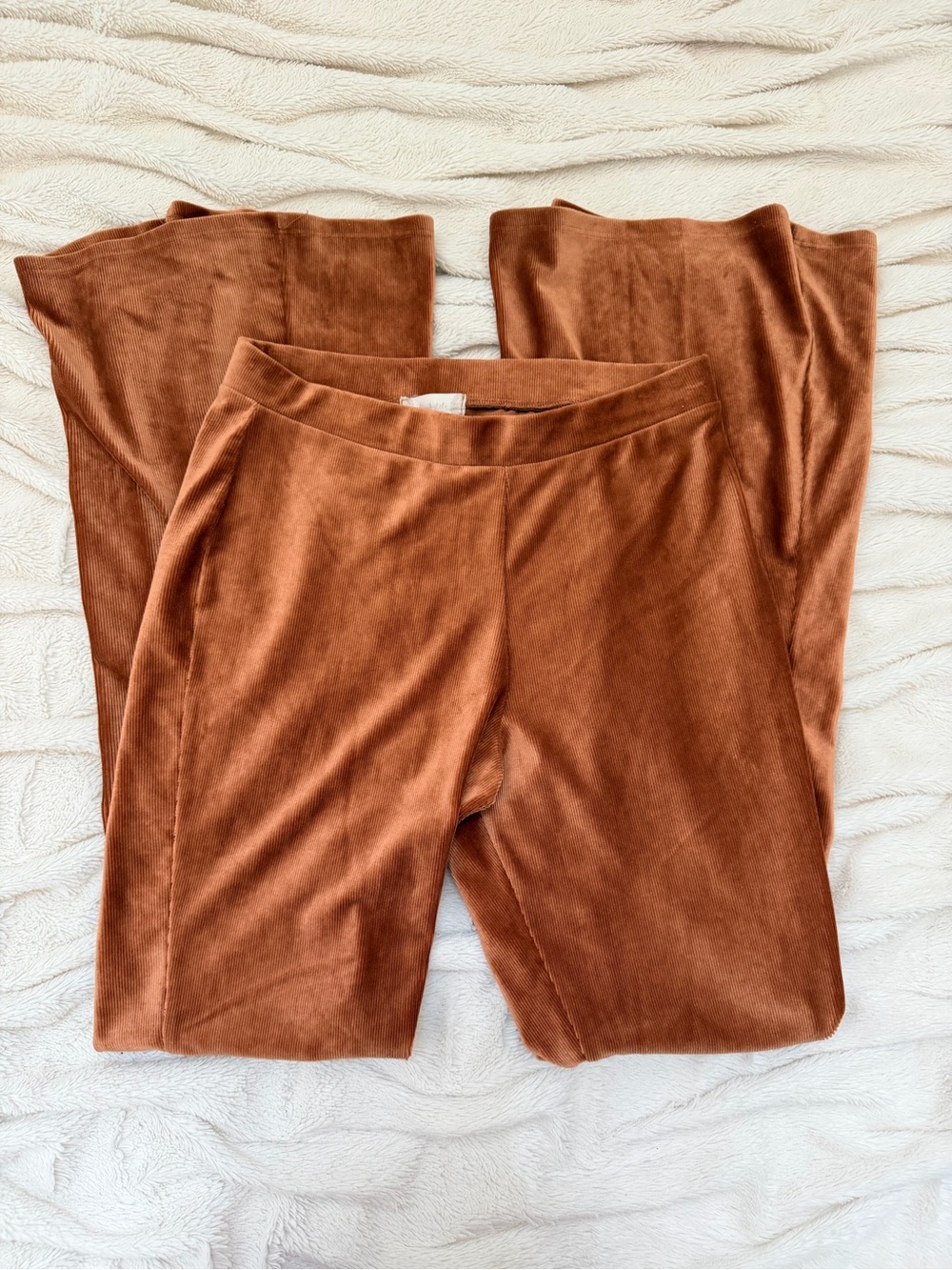 Altar'd State copper velvet ribbed flared pull-on pants bell bottom Sz M